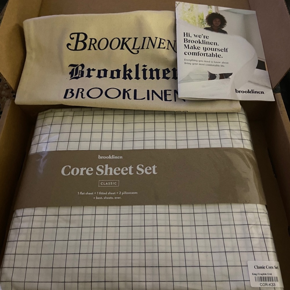 *SOLD*Brooklinen Graphite Grid Classic Core Sheet